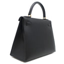 エルメス HERMES ケリー28 外縫い ブラック アルデンヌ 2WAYバッグ ゴールド金具 黒 ショルダー