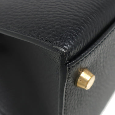 エルメス HERMES ケリー28 外縫い ブラック アルデンヌ 2WAYバッグ ゴールド金具 黒 ショルダー