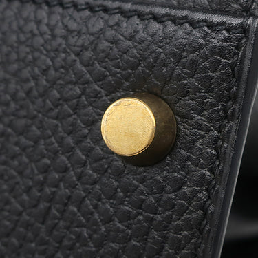 エルメス HERMES ケリー28 外縫い ブラック アルデンヌ 2WAYバッグ ゴールド金具 黒 ショルダー