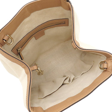 グッチ GUCCI ソーホー インターロッキング G 336751 ナチュラル×ピンクベージュ レザー キャンバス 2WAYバッグ シャンパンゴールド金具 フリンジチャーム