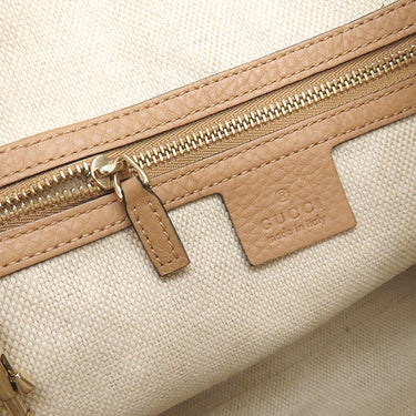 グッチ GUCCI ソーホー インターロッキング G 336751 ナチュラル×ピンクベージュ レザー キャンバス 2WAYバッグ シャンパンゴールド金具 フリンジチャーム