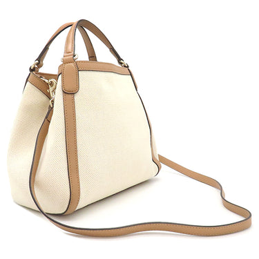 グッチ GUCCI ソーホー インターロッキング G 336751 ナチュラル×ピンクベージュ レザー キャンバス 2WAYバッグ シャンパンゴールド金具 フリンジチャーム