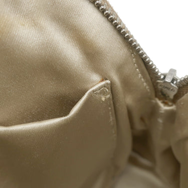 プラダ PRADA キャンバス オーストリッチ ベージュ×ホワイト キャンバス オーストリッチ 2WAYバッグ シルバー金具 三角ロゴプレート ミニ ショルダー 白