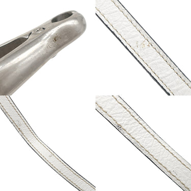 プラダ PRADA キャンバス オーストリッチ ベージュ×ホワイト キャンバス オーストリッチ 2WAYバッグ シルバー金具 三角ロゴプレート ミニ ショルダー 白