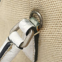 プラダ PRADA キャンバス オーストリッチ ベージュ×ホワイト キャンバス オーストリッチ 2WAYバッグ シルバー金具 三角ロゴプレート ミニ ショルダー 白