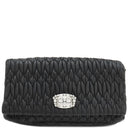 ミュウミュウ MIU MIU マテラッセ クリスタル バッグ ブラック レザー 2WAYバッグ シルバー金具 黒 チェーンストラップ ショルダー