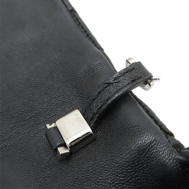 ミュウミュウ MIU MIU マテラッセ クリスタル バッグ ブラック レザー 2WAYバッグ シルバー金具 黒 チェーンストラップ ショルダー