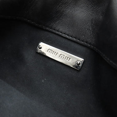 ミュウミュウ MIU MIU マテラッセ クリスタル バッグ ブラック レザー 2WAYバッグ シルバー金具 黒 チェーンストラップ ショルダー
