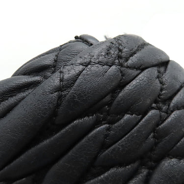 ミュウミュウ MIU MIU マテラッセ クリスタル バッグ ブラック レザー 2WAYバッグ シルバー金具 黒 チェーンストラップ ショルダー