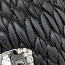 ミュウミュウ MIU MIU マテラッセ クリスタル バッグ ブラック レザー 2WAYバッグ シルバー金具 黒 チェーンストラップ ショルダー