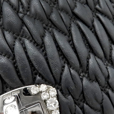 ミュウミュウ MIU MIU マテラッセ クリスタル バッグ ブラック レザー 2WAYバッグ シルバー金具 黒 チェーンストラップ ショルダー