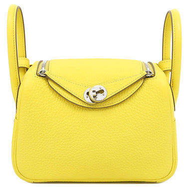 エルメス HERMES リンディ ミニ 20 マキシカドリーユ ライム トリヨンクレマンス ショルダーバッグ シルバー金具 黄色