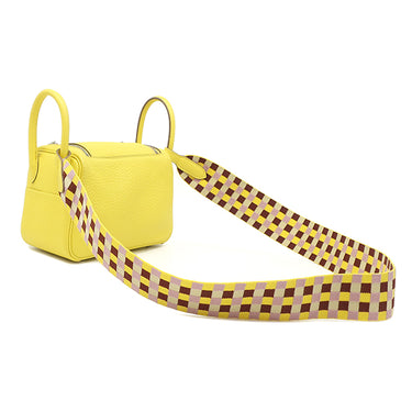 エルメス HERMES リンディ ミニ 20 マキシカドリーユ ライム トリヨンクレマンス ショルダーバッグ シルバー金具 黄色