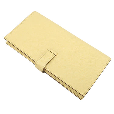 エルメス HERMES ベアンスフレ ジョーヌプッサン ヴォーエプソン 長財布 ゴールド金具 黄色 二つ折り財布