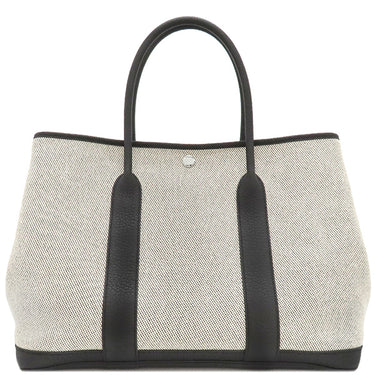 エルメス HERMES ガーデンパーティーPM エクリュ×ブラック トワルアッシュ ネゴンダ トートバッグ シルバー金具 黒 トワルH