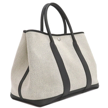 エルメス HERMES ガーデンパーティーPM エクリュ×ブラック トワルアッシュ ネゴンダ トートバッグ シルバー金具 黒 トワルH