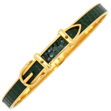 エルメス HERMES サンチュール グリーン リザード GP バングル ゴールド金具 緑 ベルトモチーフ