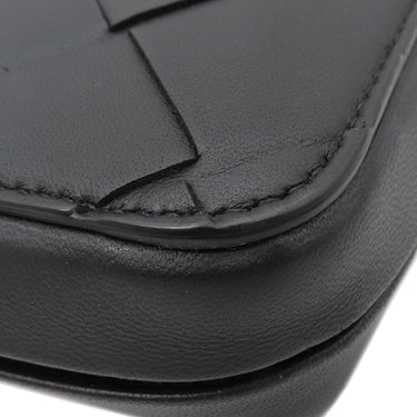 ボッテガヴェネタ BOTTEGA VENETA マキシ イントレチャート ブラック レザー ポーチ マットブラック金具 黒 セカンドバッグ トラベルポーチ