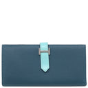 エルメス HERMES ベアンスフレ コルヴェール×ブルーアトール ヴォーエプソン タデラクト 長財布 シルバー金具 青色 二つ折り財布 バイカラー