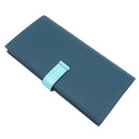 エルメス HERMES ベアンスフレ コルヴェール×ブルーアトール ヴォーエプソン タデラクト 長財布 シルバー金具 青色 二つ折り財布 バイカラー