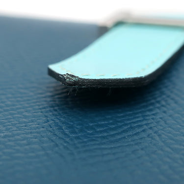 エルメス HERMES ベアンスフレ コルヴェール×ブルーアトール ヴォーエプソン タデラクト 長財布 シルバー金具 青色 二つ折り財布 バイカラー