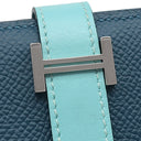 エルメス HERMES ベアンスフレ コルヴェール×ブルーアトール ヴォーエプソン タデラクト 長財布 シルバー金具 青色 二つ折り財布 バイカラー