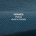 エルメス HERMES ベアンスフレ コルヴェール×ブルーアトール ヴォーエプソン タデラクト 長財布 シルバー金具 青色 二つ折り財布 バイカラー