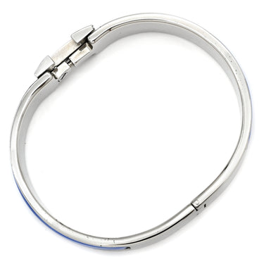 エルメス HERMES クリックH PM ブルー×シルバー メタル エナメル ブレスレット シルバー金具 Hブレス 青色