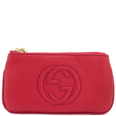 グッチ GUCCI ソーホー フリンジ 354358 レッド×ゴールド レザー コインケース ゴールド金具 赤 キーフック付き