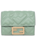 フェンディ FENDI バゲット マイクロ トライフォールド グリーン系 レザー 三つ折り財布 ゴールド金具