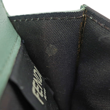 フェンディ FENDI バゲット マイクロ トライフォールド グリーン系 レザー 三つ折り財布 ゴールド金具