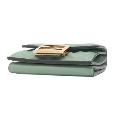 フェンディ FENDI バゲット マイクロ トライフォールド グリーン系 レザー 三つ折り財布 ゴールド金具