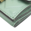 フェンディ FENDI バゲット マイクロ トライフォールド グリーン系 レザー 三つ折り財布 ゴールド金具