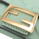 フェンディ FENDI バゲット マイクロ トライフォールド グリーン系 レザー 三つ折り財布 ゴールド金具