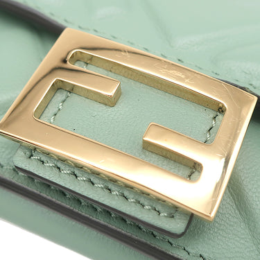 フェンディ FENDI バゲット マイクロ トライフォールド グリーン系 レザー 三つ折り財布 ゴールド金具