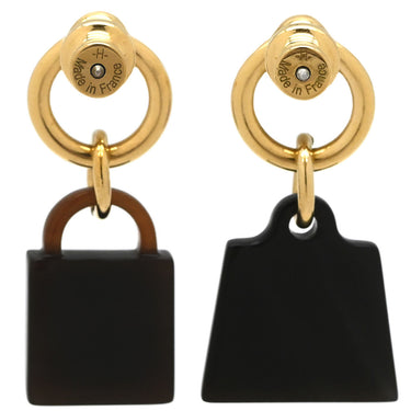 エルメス HERMES アミュレット フュージョン マロキニエ アシデュール バッファローホーン GP ピアス ゴールド金具 赤 ピンク オレンジ