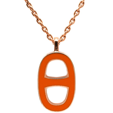 エルメス HERMES イリアード ネックレス オレンジ×ピンクゴールド GP ラッカー ネックレス ローズゴールド金具 シェーヌダンクル