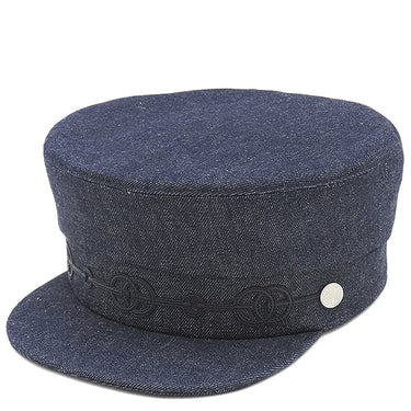 エルメス HERMES カブール クリケティス インディゴ コットン 13207 キャスケット シルバー金具 デニム 帽子