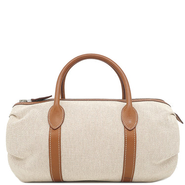 エルメス HERMES ポロションマドモアゼル ナチュラル×フォーブ トワルアッシュ ヴォーバレニア ハンドバッグ シルバー金具 筒型