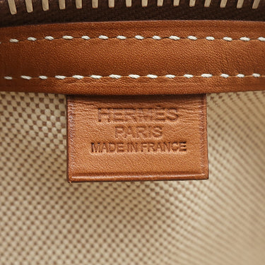 エルメス HERMES ポロションマドモアゼル ナチュラル×フォーブ トワルアッシュ ヴォーバレニア ハンドバッグ シルバー金具 筒型