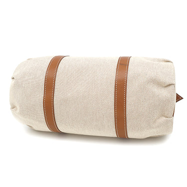 エルメス HERMES ポロションマドモアゼル ナチュラル×フォーブ トワルアッシュ ヴォーバレニア ハンドバッグ シルバー金具 筒型