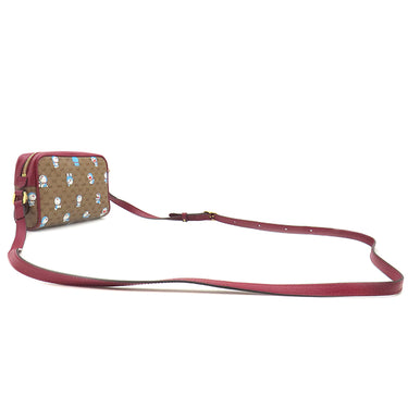 グッチ GUCCI ドラえもんコラボ ミニバッグ 647784 ブラウン×レッド GGスプリームキャンバス ショルダーバッグ ゴールド金具 茶 赤