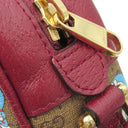 グッチ GUCCI ドラえもんコラボ ミニバッグ 647784 ブラウン×レッド GGスプリームキャンバス ショルダーバッグ ゴールド金具 茶 赤
