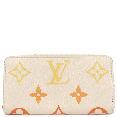 ルイヴィトン LOUIS VUITTON LV グラディエント ジッピーウォレット M82206 サフラン×ホワイト モノグラムアンプラント 長財布 ゴールド金具 ラウンドファスナー グラデーション