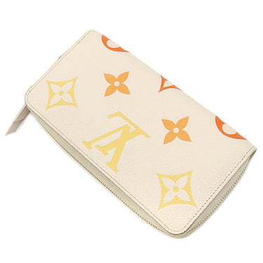 ルイヴィトン LOUIS VUITTON LV グラディエント ジッピーウォレット M82206 サフラン×ホワイト モノグラムアンプラント 長財布 ゴールド金具 ラウンドファスナー グラデーション
