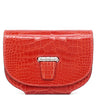 エルメス HERMES ミニ コンヴォワイユール ゼラニウム アリゲーター ショルダーバッグ シルバー金具 赤 クロコ ショルダーウォレット