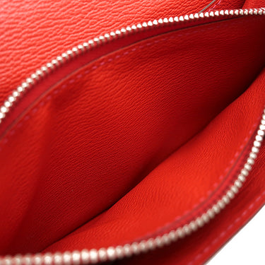 エルメス HERMES ミニ コンヴォワイユール ゼラニウム アリゲーター ショルダーバッグ シルバー金具 赤 クロコ ショルダーウォレット