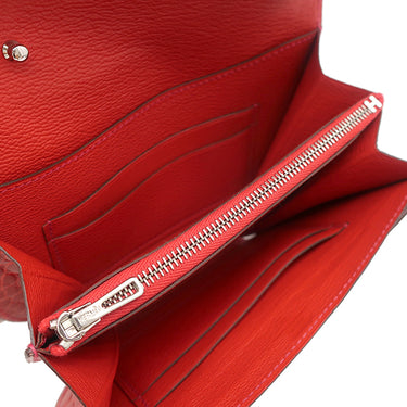 エルメス HERMES ミニ コンヴォワイユール ゼラニウム アリゲーター ショルダーバッグ シルバー金具 赤 クロコ ショルダーウォレット