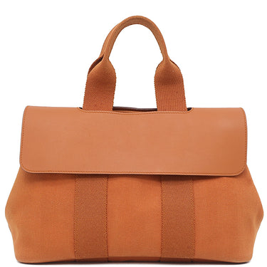 エルメス HERMES ヴァルパライソ PM ポティロン トワルシェブロン スイフト ハンドバッグ シルバー金具 オレンジ系