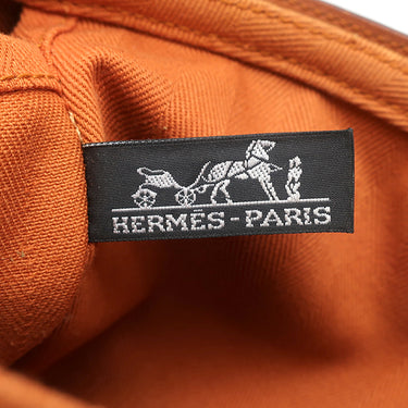 エルメス HERMES ヴァルパライソ PM ポティロン トワルシェブロン スイフト ハンドバッグ シルバー金具 オレンジ系